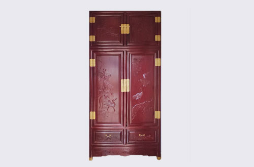 海宁高端中式家居装修深红色纯实木衣柜