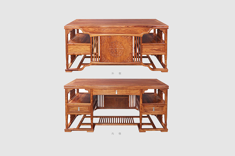 海宁中式家居装饰书房桌椅组合家具效果图